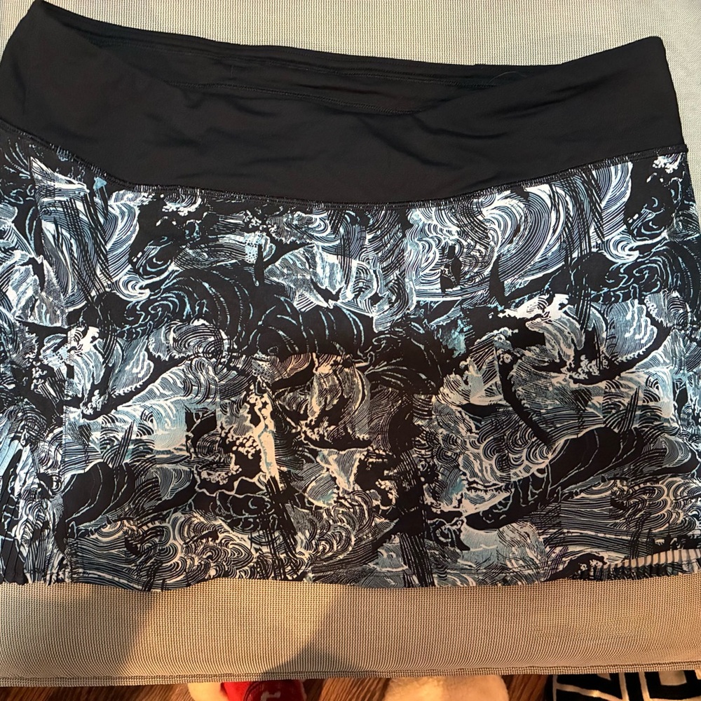 Black and Blue Patterned running tennis or golf skirt